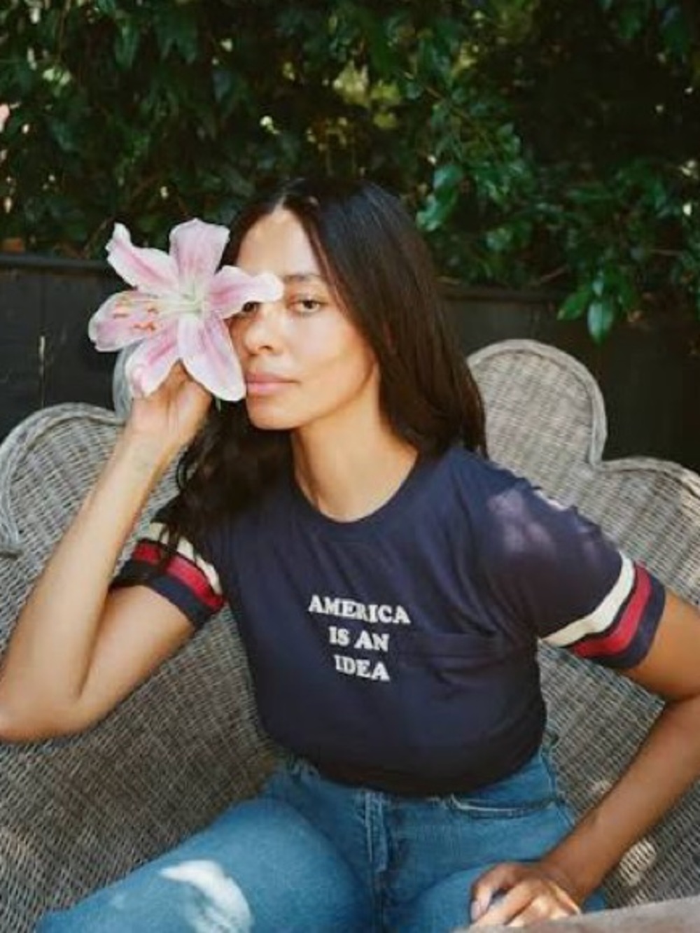 Kamala Harris x Broher Vellies "America is an idea" graphic tee in navy blue